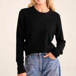 Naadam The Original Cashmere Long Sleeve Crew Neck Sweater in Black Sz XS